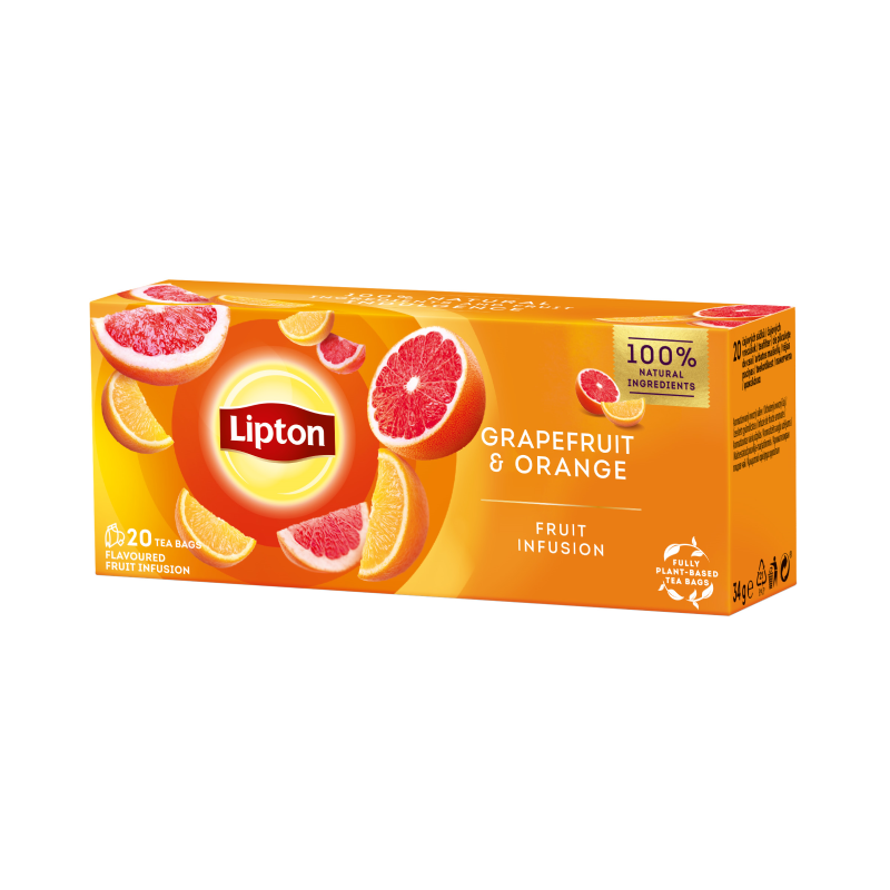 Lipton grapefruit & narancs ízesítésű filteres gyümölcstea 20x1,7 g