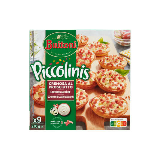 Buitoni Piccolinis Cremosa al prosciutto fagyasztott mini pizza 9 db 270 g