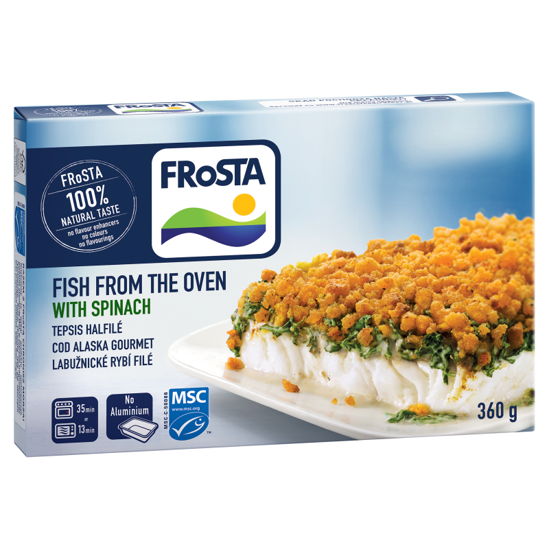 FRoSTA fagyasztott tepsis halfilé 360 g spenótos
