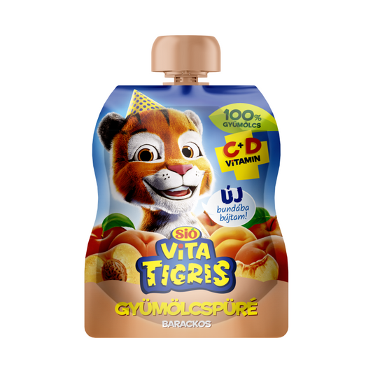 Sió Vitatigris alma alapú gyümölcspüré 100% 90 g barackos