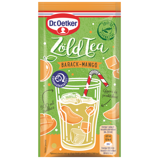 Dr. Oetker zöldtea italpor 28 g barack-mangó