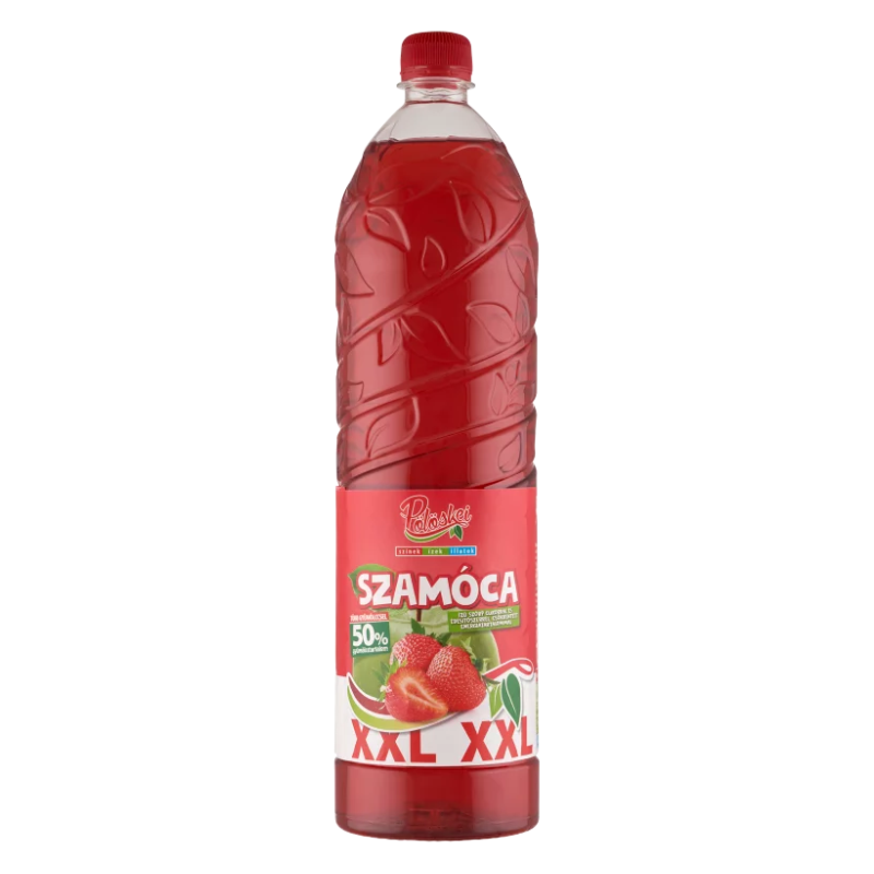 Pölöskei XXL szamóca ízű szörp 1,5 l cukorral és édesítőszerrel