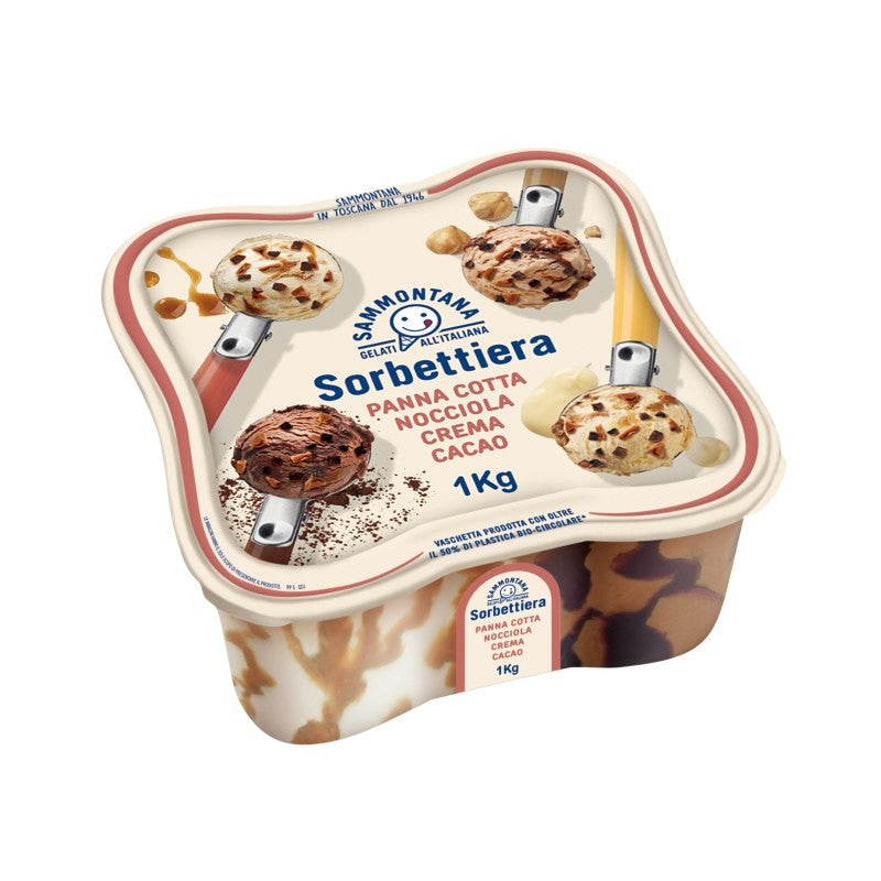 Sammontana Sorbettiera jégkrém 1 kg panna cotta, mogyoró, vanília krém, csokoládé