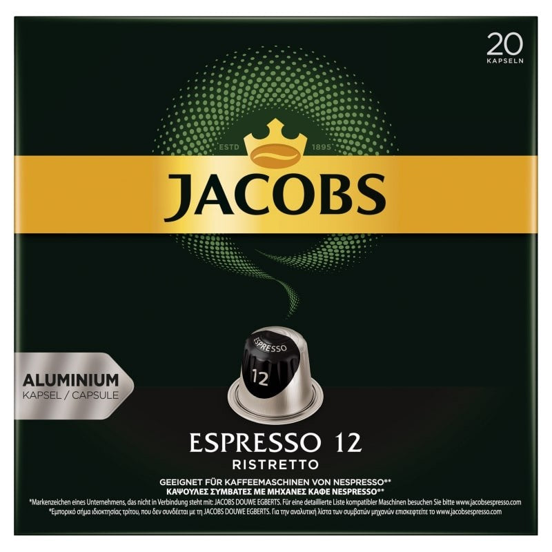 Jacobs Espresso 12 kávékapszula 20 db ristretto  Nespresso ®kávégép kompatibilis termék
