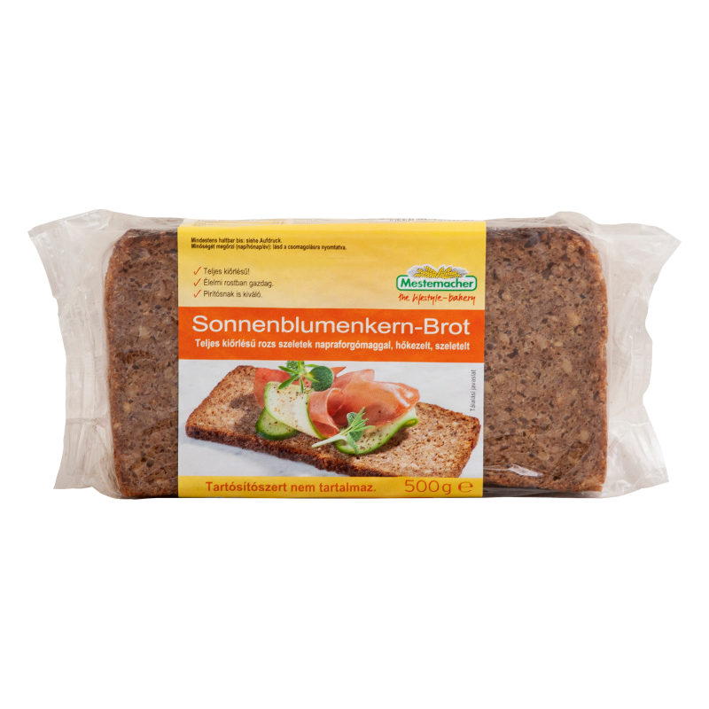 Mestemacher teljes kiőrlésű rozs szeletek napraforgómaggal 500 g