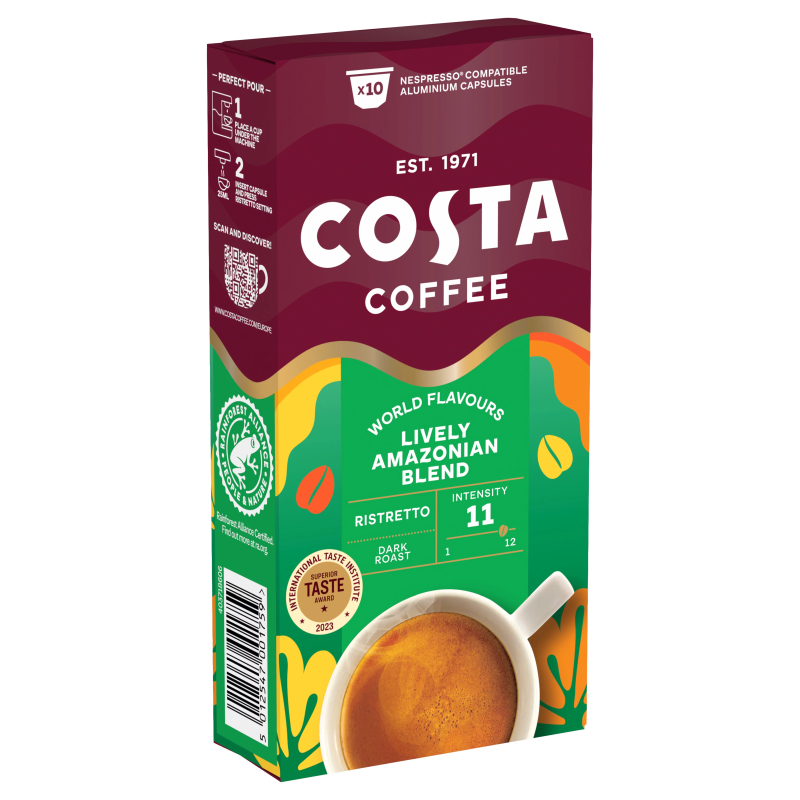 Costa Coffee Lively Amazonian Ristretto kávékapszula 10 db Nespresso® kávégép kompatibilis termék