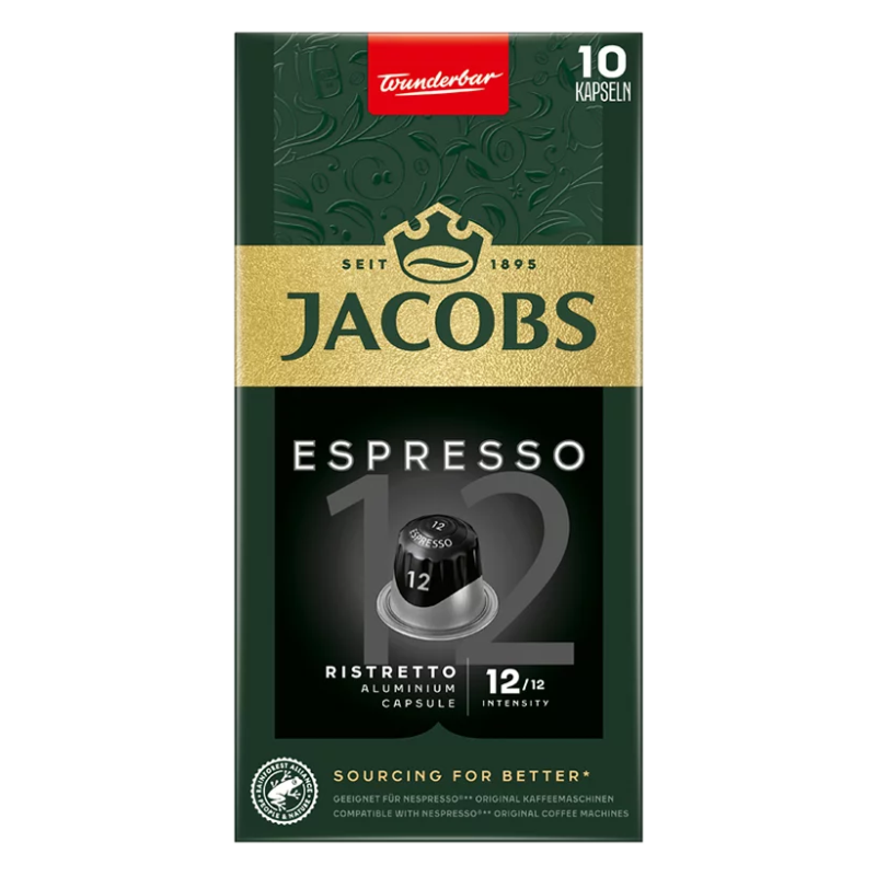 Jacobs Espresso 12 kávékapszula 10 db ristretto Nespresso ®kávégép kompatibilis termék