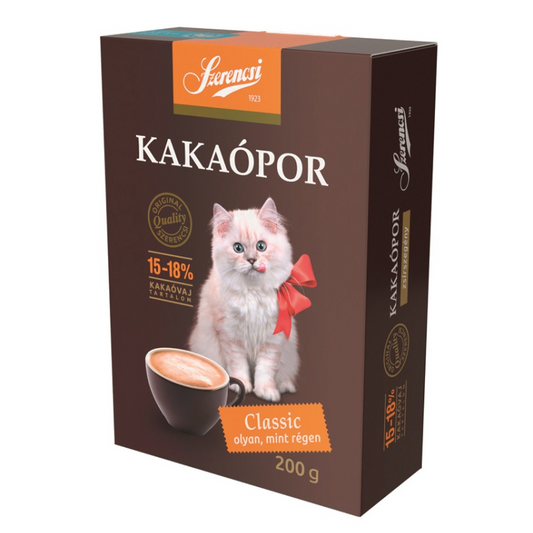 Szerencsi Classic zsírszegény kakaópor 200 g 15-18% kakaóvaj tartalommal